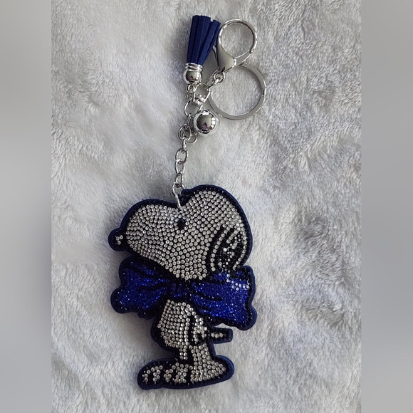 Accessories - Snoopy Bow Royal Blue and Silver Rhinestone Keychain